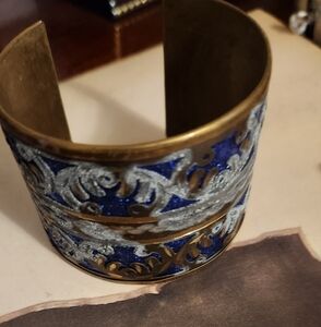 Cuff bracelets- blue, silver, gold